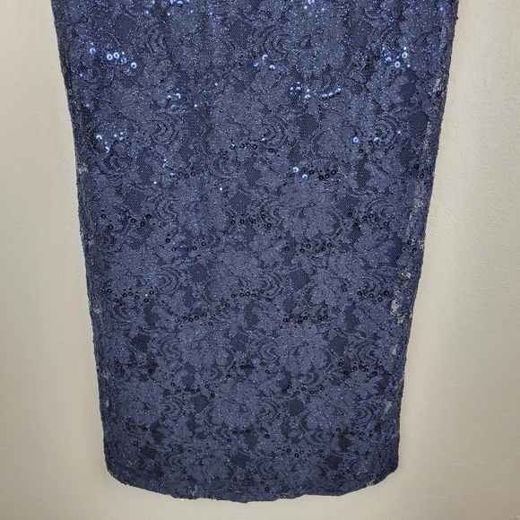 NWT Jessica Howard Embellished Sequin Capelet Gown in Navy 8P - Picture 10 of 14